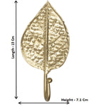 Two Leaf Multipurpose Metal Hooks in Gold Finish With Texture - Set of 2