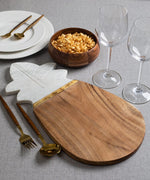 Wood & White Marble Pineapple Shape Serving Platter/Chopping Board