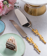 Stem With Leaves Cake Cutlery (Spatula And Knife Set)