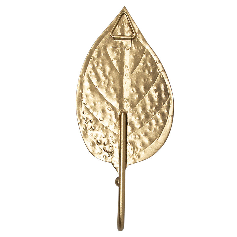 Two Leaf Multipurpose Metal Hooks in Gold Finish With Texture - Set of 2