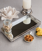Silver Multipurpose Tray With Mirror Base