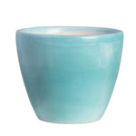Light Turquoise and Sky Blue Shaded Glazed Ceramic Planter with Plate