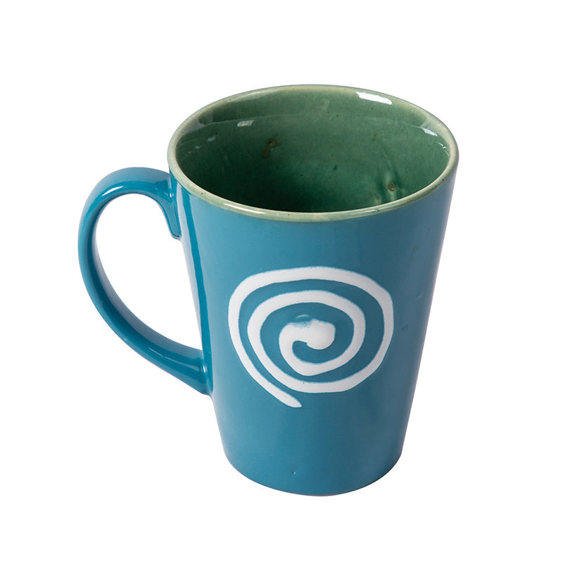 Studio Pottery Handpainted Infinity Design Dual Handglazed Aqua Blue and Green Ceramic Mug - (350 ML Microwave and Dishwasher Safe)
