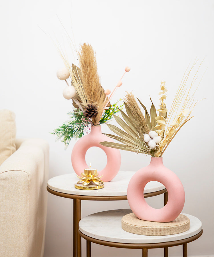 Donut Ceramic Modern Flower Vase 8" Height