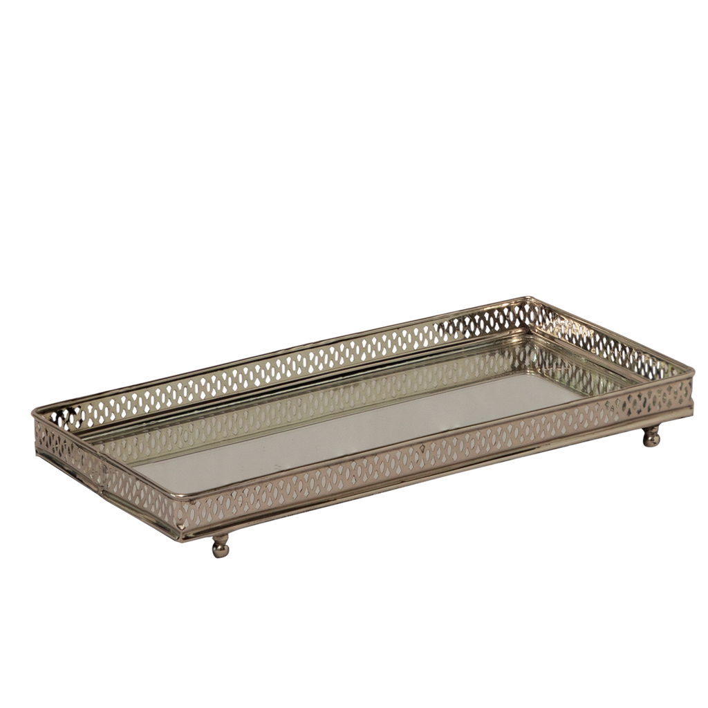 Silver Multipurpose Tray With Mirror Base – Nostalgia Homes