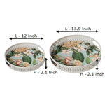 Tropical Floral White Metal Trays - Set Of 2