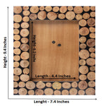 Handcrafted Circular Natural Wood in Black Resin Tabletop Photoframe